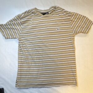 Lost Striped Cotton T-Shirt Beige Brown White Size L